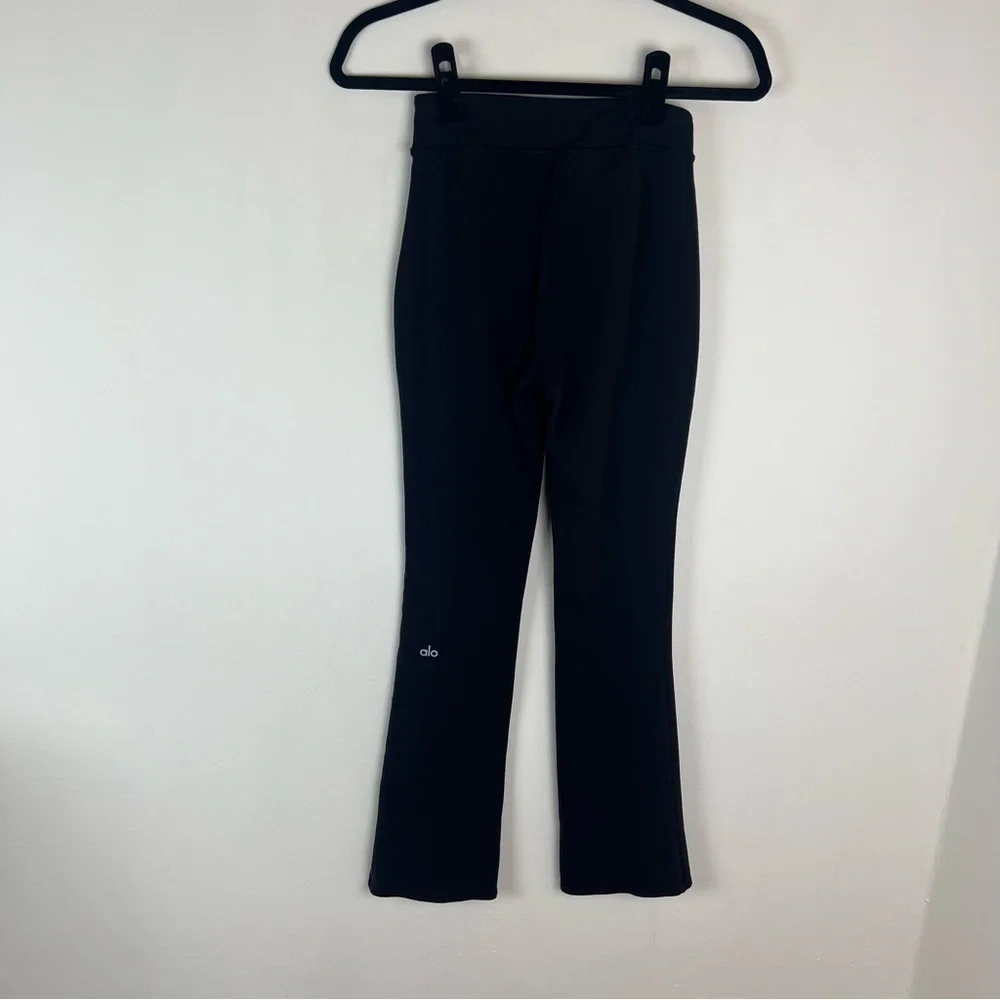 ALO High Rise Split Hem Flare Yoga Pants Black Size XS